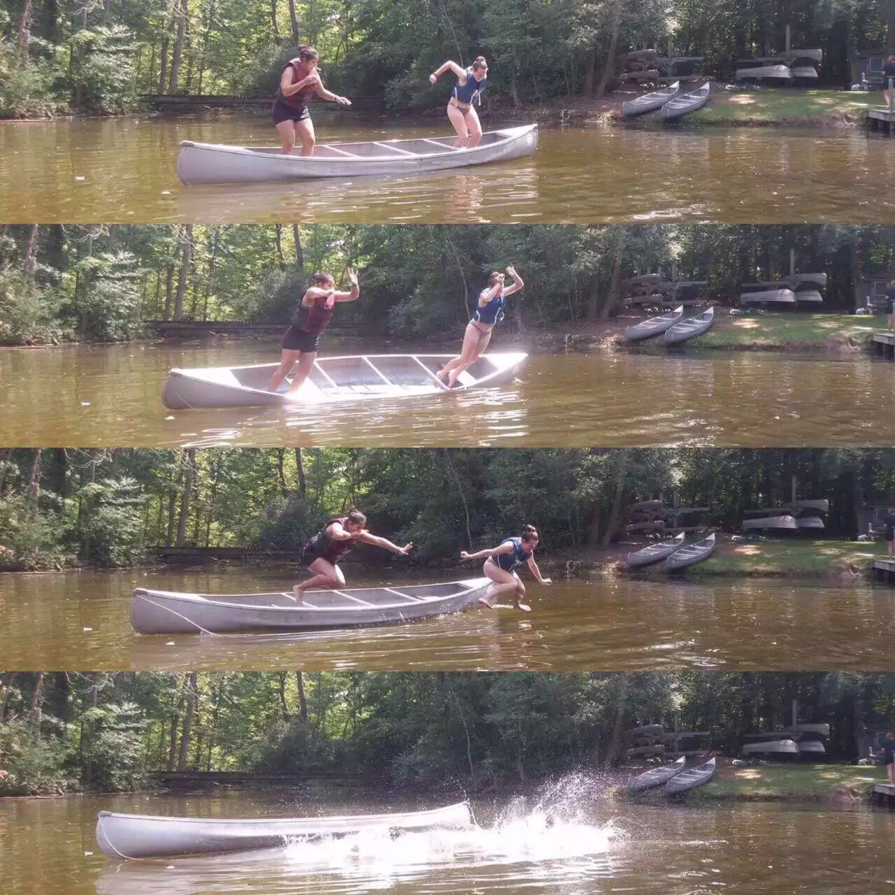 canoa summer camp pulando da canoa no summer camp