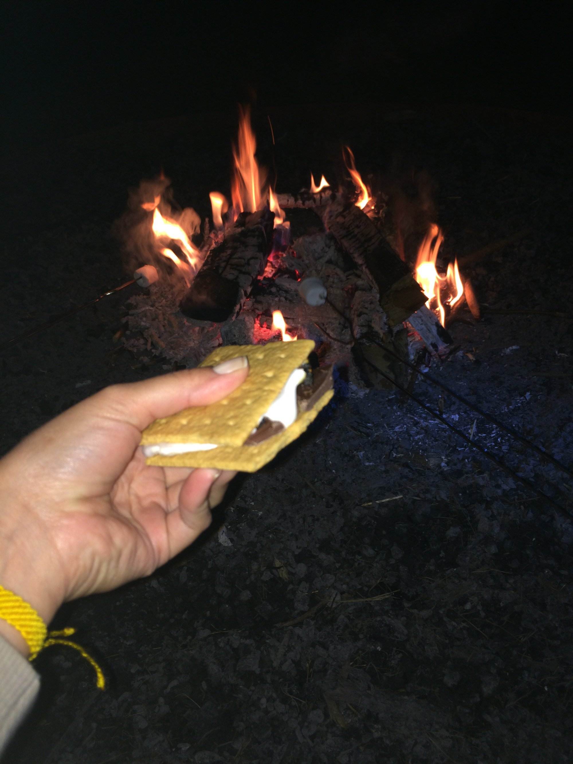 s'more na fogueira do acampamento s'more na fogueira do acampamento