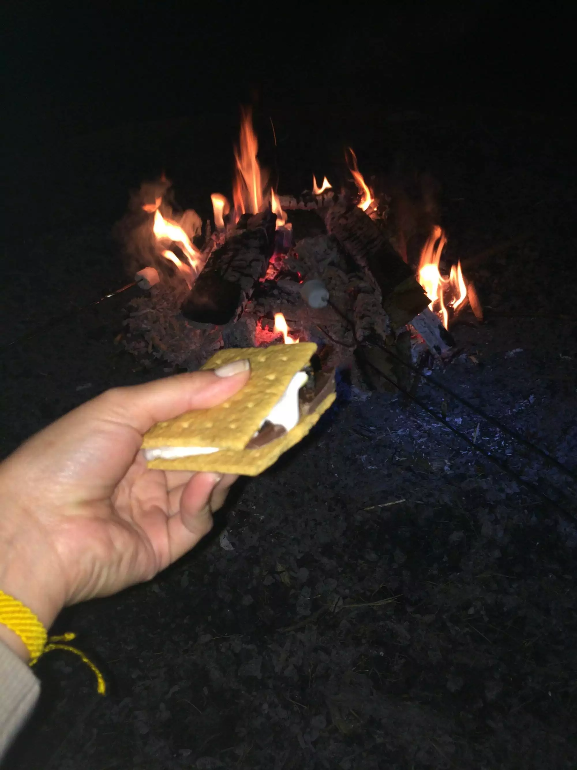 smore fogueira s'more na fogueira do acampamento